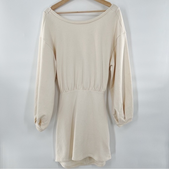 LOVERS and Friends cream mini sweatshirt dress NWT - Picture 1 of 7